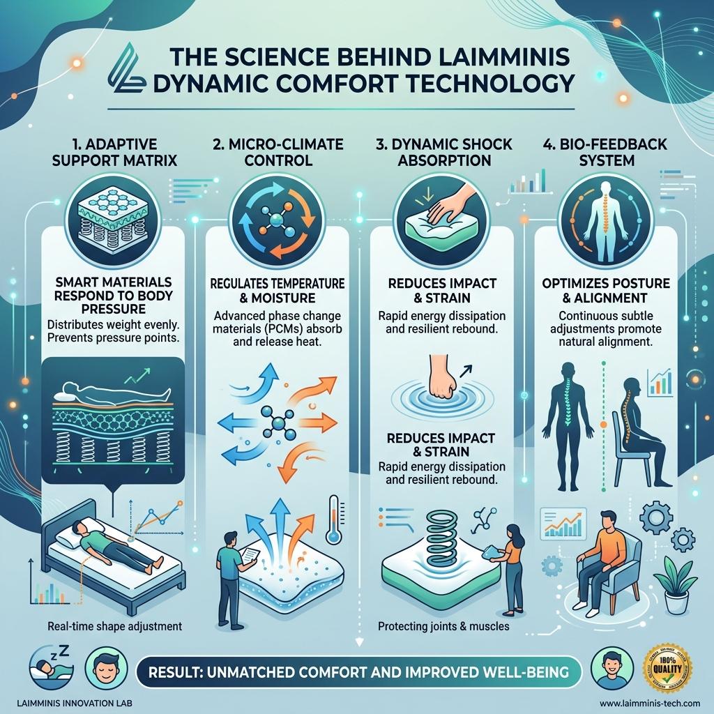 Infographic detailing the science behind Laimminis dynamic comfort technology