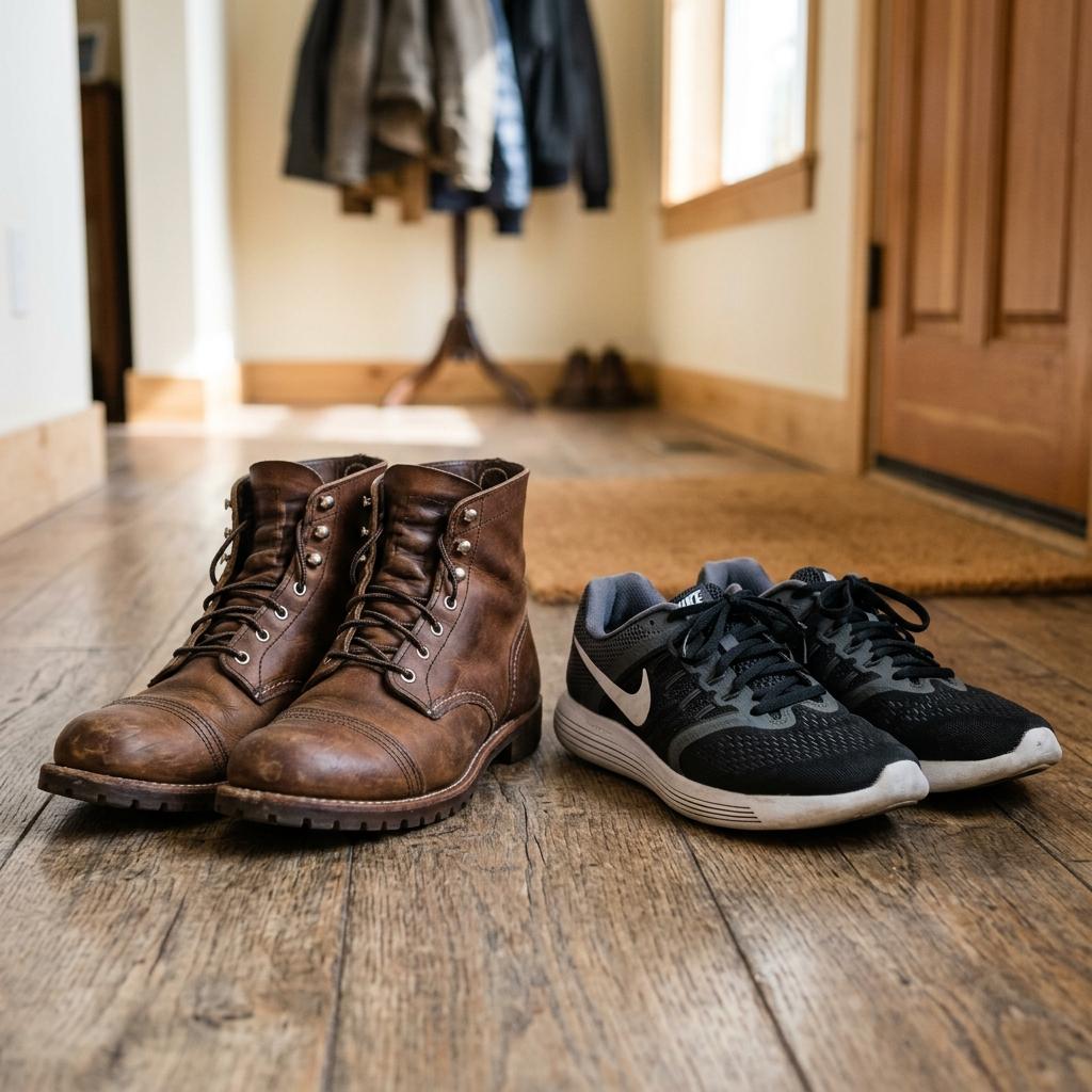 Comparison between breathable mesh and durable leather nursing shoes